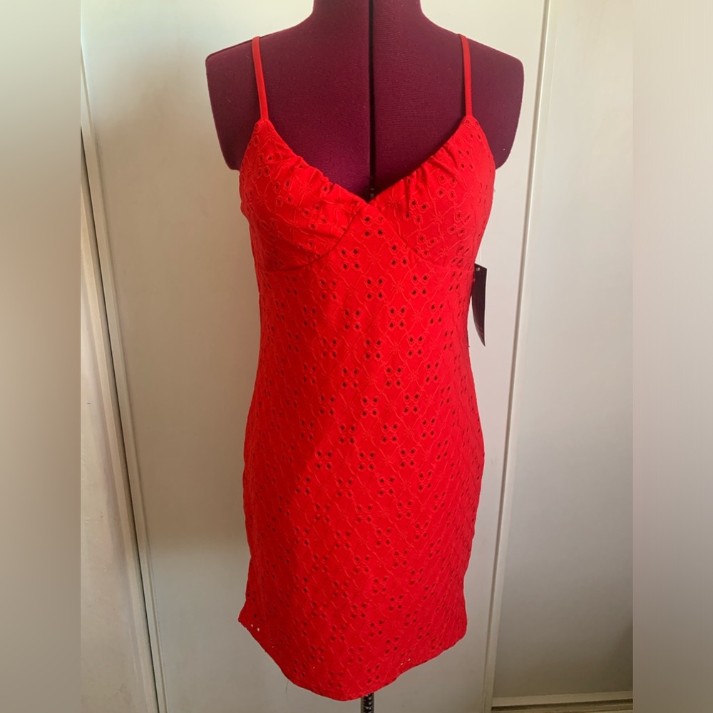 No Boundaries Red Eyelet Mini Dress XL Juniors 15-17